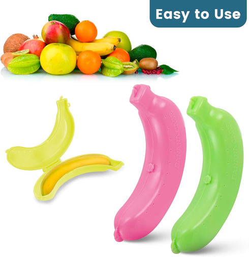 PNDID 3 Pack Banana Case, BPA-Free Banana Holder & Protector Box, Portable Banana Storage Container with Vent Holes