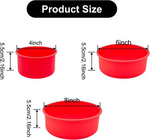 3 Pieces Silicone Cake Pans Round Silicone Molds for Baking Quick Release Bakeware Pans Kitchen Non-Stick Reusable Cake Pan for Baking Layer Cake Cheese Chiffon Cake (4 Inch, 6 Inch, 8 Inch) by KWAGOCAR