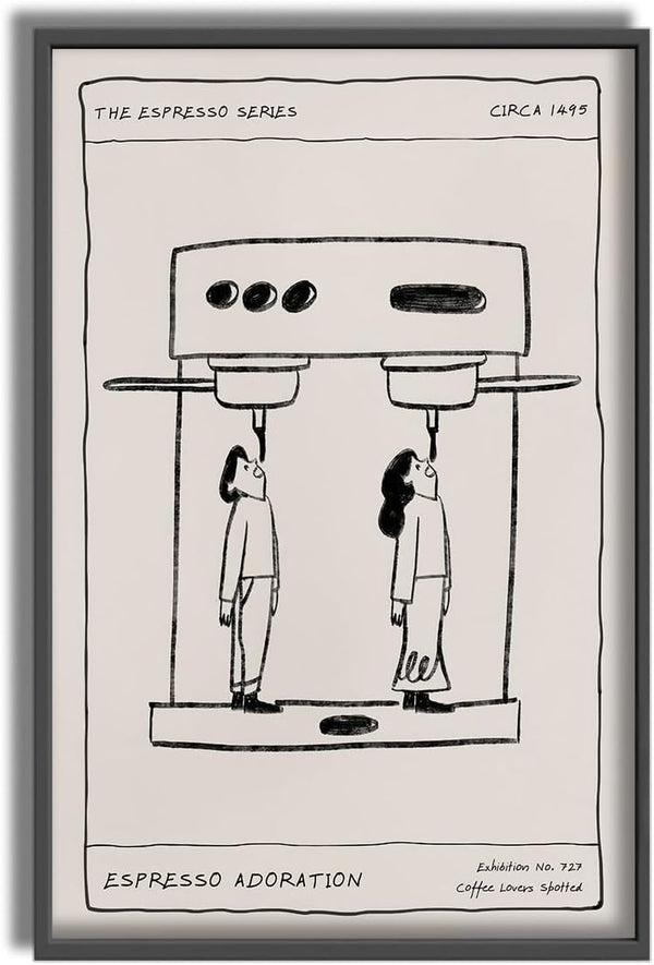 JQ7OL Coffee Wall Art Coffee Wall Decor Funny Kitchen Poster Black and White