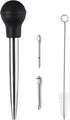 Stainless Steel Turkey Baster with Cleaning Brush - Food Grade Basting Syringe with 2 Marinade Injector Needles, Black