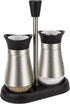 Evelyne 2-Piece Set Salt & Pepper Glass Shaker with Stainless Steel Cover and Tray