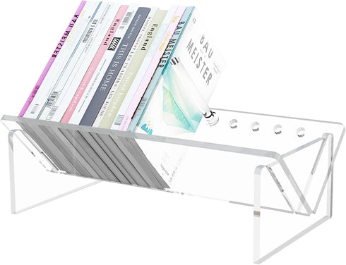 RekRang Acrylic Desk Bookshelf, Small Clear Book Shelf Organizer for Home Office School, Book Stand Display Rack for