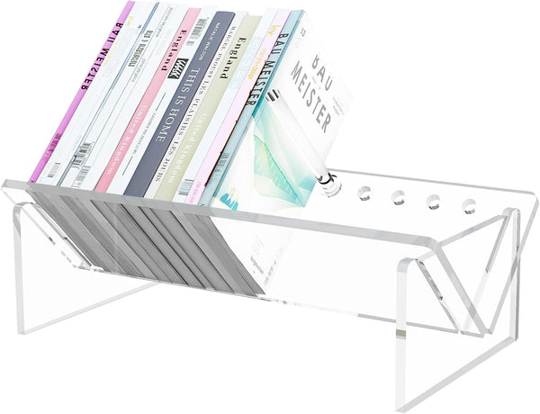 RekRang Acrylic Desk Bookshelf, Small Clear Book Shelf Organizer for Home Office School, Book Stand Display Rack for