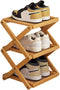 3 Tier Foldable Shoe Rack, Natural Bamboo Space Saving Shoe Storage Organizer,Easy