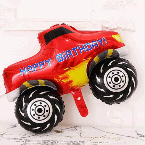 HORUIUS 5PCS Monster Truck Balloons Jumbo Shaped Aluminum Foil Mylar Balloons for Monster Truck Themed Party Birthday