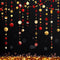 Cheerland Gold Red Star Garland Party Decorations, Burgundy Circle Dots Moon Hanging Backdrop for Birthdays