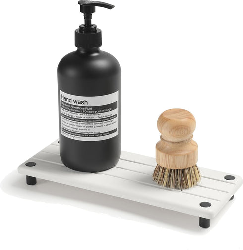 Instant Dry Sink Caddy, 10" x 4" Kitchen Sink Organizer with Diatomaceous Earth Stone Tray for Sponge and Soap Dish