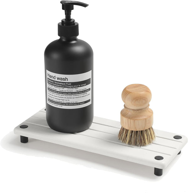 Instant Dry Sink Caddy, 10" x 4" Kitchen Sink Organizer with Diatomaceous Earth Stone Tray for Sponge and Soap Dish