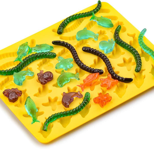 Gummy Molds Hard Candy Molds, Silicone Ocean Shapes Including Worms, Starfish, Dolphins, Pack of 3
