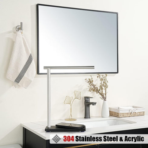 JQK Hand Towel Holder Stand, Brushed Stainless Steel Free Standing Rack with 12 Inch Bar