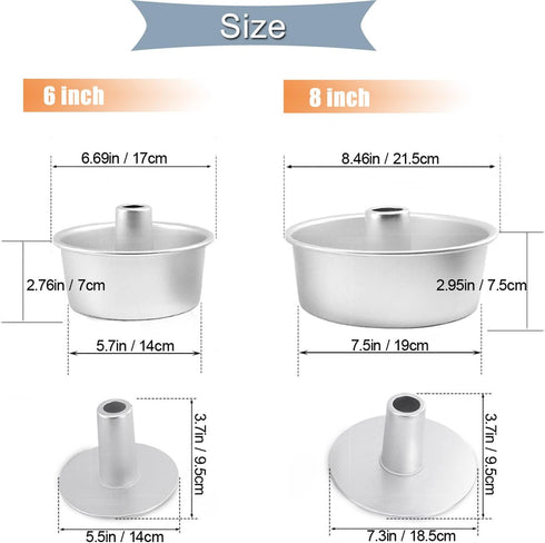 6 Inch Angel Food Cake Pan with Removable Bottom, Aluminum Round Tube Pan for Baking