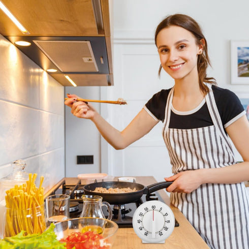 60 Minutes Round Shape Timer, Mechanical Cooking Ring Timer for Baking, Steaming, Convenient Visual Countdown
