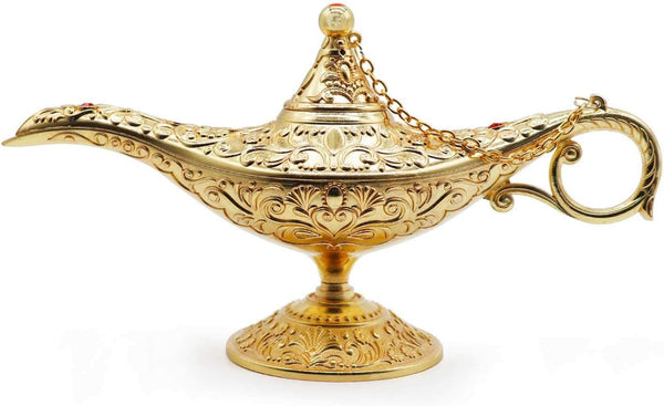 Classic Vintage Collectable Rare Legend Aladdin Magic Genie Costume Lamp, Home Table Decoration & Gift, Gold