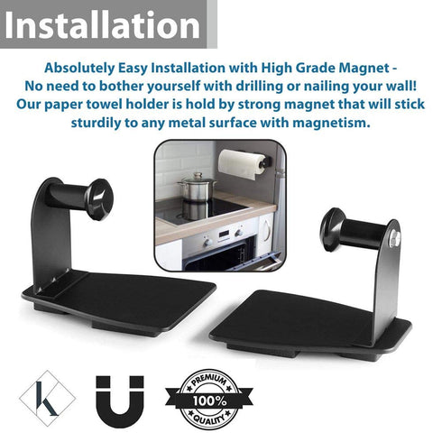 Katzco Magnetic Paper Towel Holder – 12x4x3-Inch, Adjustable with Magnet Pads, Set of 2