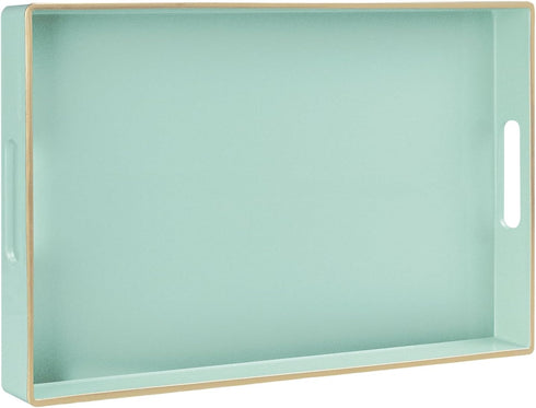 MAONAME Mint Green Serving Tray with Handles, Modern Decorative Trays for Coffee