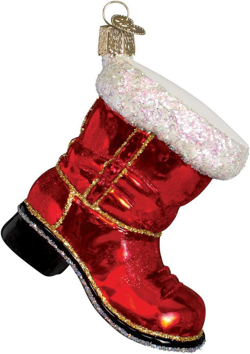 Old World Christmas Santa Boot Glass Blown Ornament for Christmas Tree