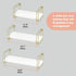 Set 3 MK696C J JACKCUBE DESIGN White Wood Floating Shelves, of Wall Mounted Hanging Shelves with Gold Wire Frames