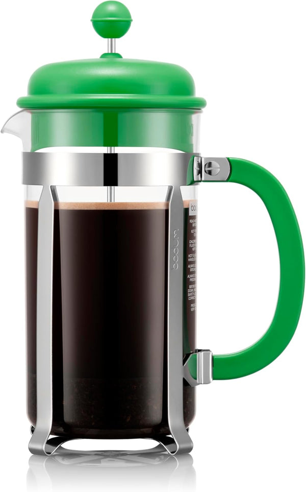 Bodum 34oz Caffettiera French Press Coffee Maker with Reusable Stainless Steel Filter, BPA-Free Plastic Carafe, Green