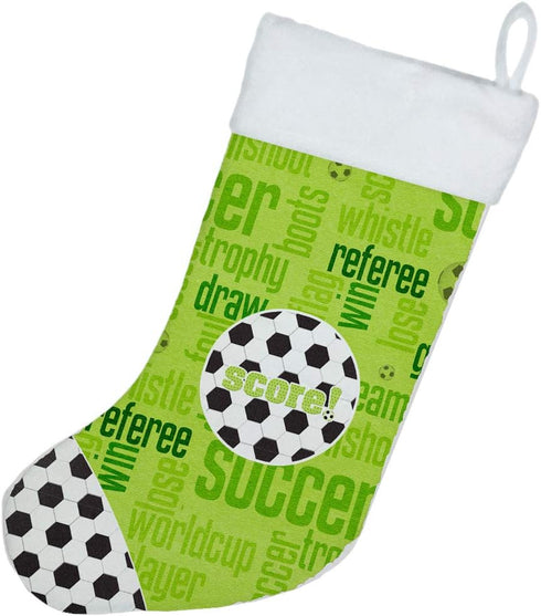 Caroline's Treasures SB3154-CS Soccer Score Christmas Stocking, Holiday Decor for Fireplace