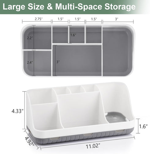 Toothbrush Holders for Bathroom Countertop Organizer, 7 Slots Detachable Kids Electric Toothbrush and Toothpaste