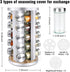 Spice Rack Organizer with Jars for Cabinet, 20Pcs Revolving Seasoning Organizer, Stainless Steel/Wooden
