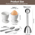 vibedor Set 2 4 4 Egg Cups and Egg Cracker for Soft Boiled Eggs, Stainless Steel Egg Cutter, Stainless Stain Spoons