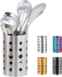 Stainless Steel Kitchen Utensil Holder (H6.7” x W4.1”), Caddy for Spatulas, Spoons, Silverware & More, Kitchen Decor