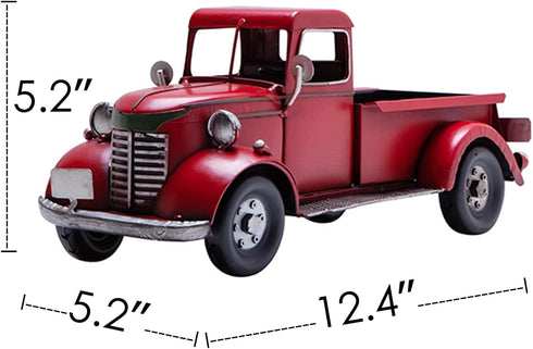 12'' SOFFEE DESIGN Iron Classic Red Truck Pick-up Model Collectible Vehicle Decoration, Collectible Figurine Home Dcor