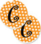 Caroline's Treasures CJ1033-CCARC Set of 2 Orange Polkadots Letter C Initial Monogram Car Coasters, Large