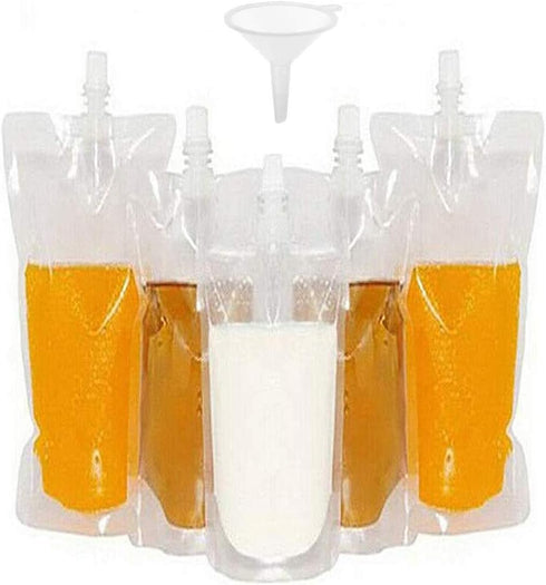 50 beverage bags, transparent smoothie bag container, heavy-duty hand-held leak-proof and sealable