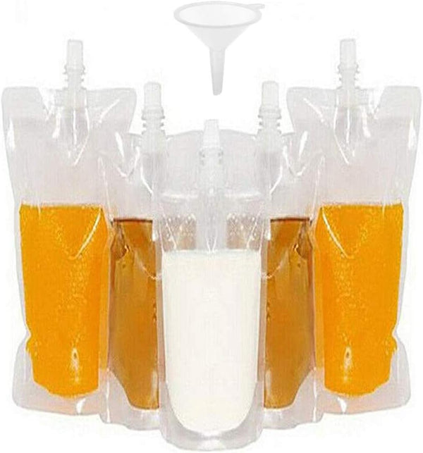50 beverage bags, transparent smoothie bag container, heavy-duty hand-held leak-proof and sealable