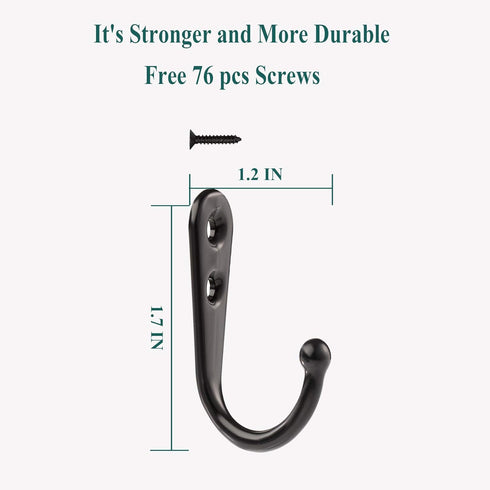 Coat Hooks-38 Pack Farmhouse Hooks with Metal Screws, Black Decorative Rustic Wall Mounted Coat Rack