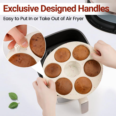 Silicone Muffin Pan for Air Fryer Oven Instant Pot, Nonstick 7 Cups Easy To Handle BPA Free for Baking Egg Bites Muffin Tart Cupcake Mini Quiche 1Pack Confetti by CAKETIME