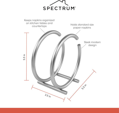 Spectrum Diversified Euro Round Napkin Holder, Satin Nickel, Model Number: 50278