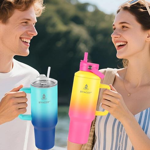 40 oz 40 oz 2 Tumbler with Handle and Straw or Convert to Insulated Water Bottle Fits in Cup Holder. Stainless Steel