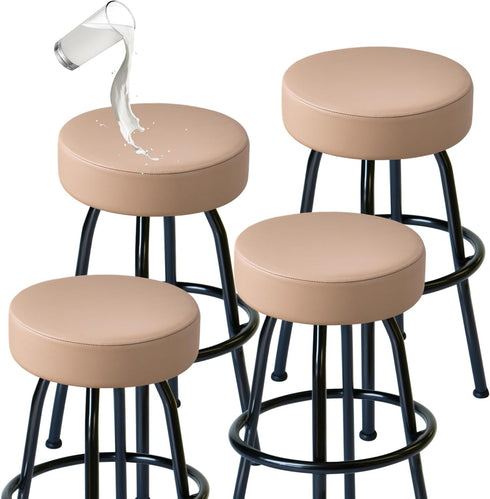 FUANGUI Bar Stool Covers Round Set of 4, Waterproof PU Bar Stool