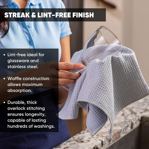 Commercial, 16 24 (6 Pack)) Kitchen Towels - Microfiber Waffle Weave Towels | Absorbent, No Lint, Thick, Reusable