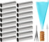 16 Pack Cannoli Tubes Molds Set - 4.7 Inch Non Stick Tubes, Reusable Piping Bag, Brush, Stainless Steel Tips for Baking