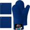 Gorilla Grip Heat and Slip Resistant 4 Piece Silicone Oven Mitt and Trivets Set, Blue