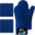 Gorilla Grip Heat and Slip Resistant 4 Piece Silicone Oven Mitt and Trivets Set, Blue