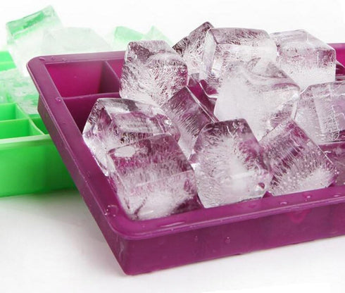 Ice Cube Tray - Silicone Square Ice Trays Easy Release Stackable Mold with Removable Lid, 24 Cavity (2 Pack, Purple)