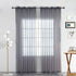 SpaceDresser Sheer Voile Window Treatment - Rod Pocket Curtain Panels for Kitchen, Bedroom, Living Room, Grey, 52 W x