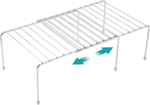 Expandable Cabinet Shelf Rack - Stainless Steel Adjustable Kitchen Countertop Shelves for Organization
