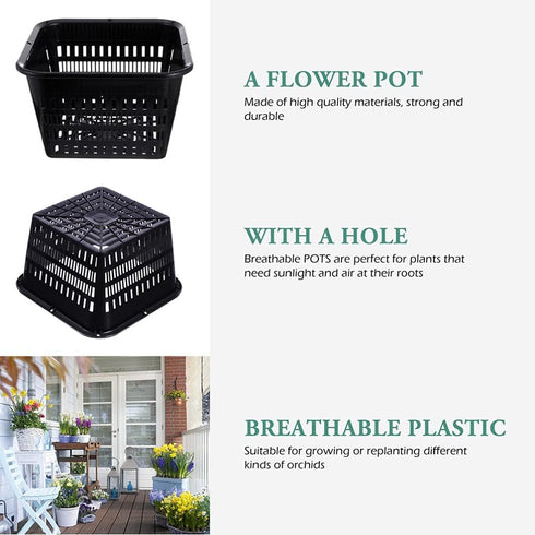 YARDWE 10pcs Heavy Duty Filter Plant Net Pots - Black Slotted Mesh Cup for Hydroponics and Orchids