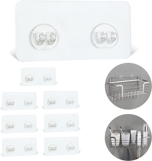 YOLOPLUS+ 8 Pack Shower Caddy Adhesive Hooks, Strong Sticker Hooks for Bathroom Shower Caddy Accessories