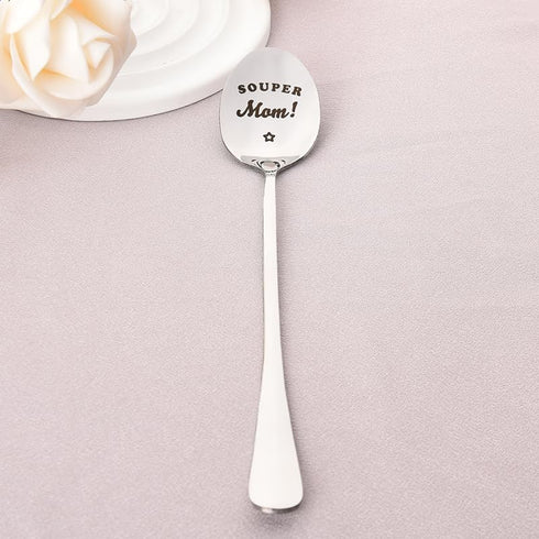 Funny Mothers Day Gifts for Mom - Souper Mom Spoon for Coffee, Tea, Ice Cream Lovers, Birthday Gift for Mom