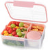 Finorder Light Pink Portable Bento Lunch Box with Handle, BPA Free Snack
