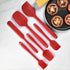 Silicone Spatula Set, 6 Piece Kitchen Utensils for Cooking, Baking, and Mixing, Heat Resistant (Red)