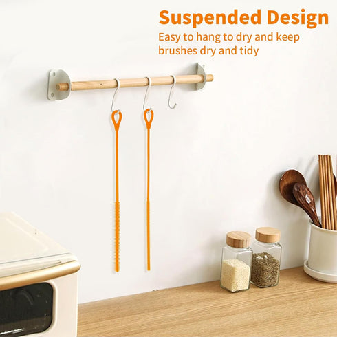 Cabipeove 2Pcs 9.84in 9mm&6mm Silicone Straw Cleaner Brush, Reusable Straw Cleaner with Bendable Steel Core, Extra Long