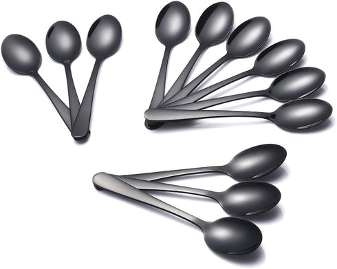 Buyer Star 12 Pieces Black Teaspoons - 5.5-Inch Mini Coffee Stainless Steel Espresso Spoons
